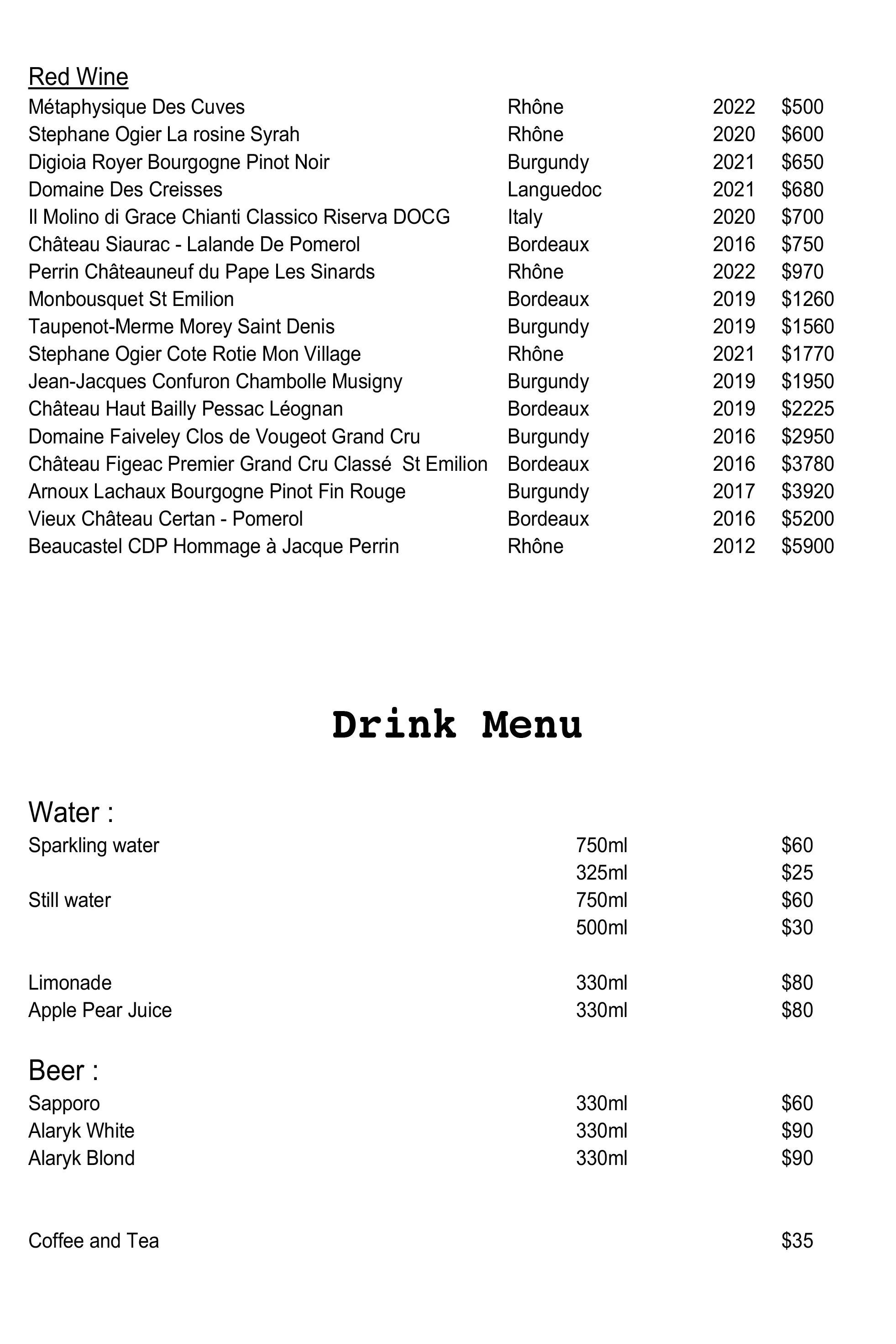 Wine List 2