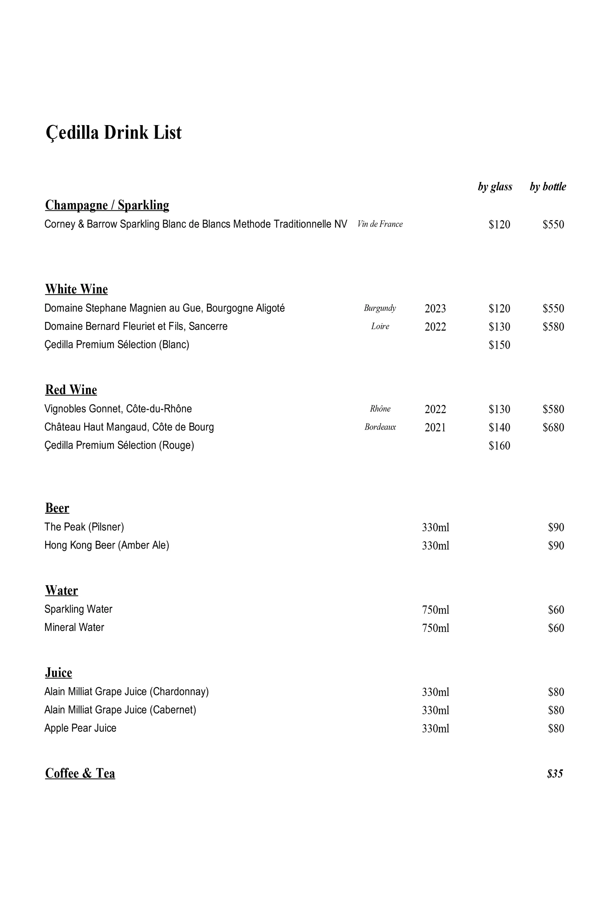 Wine List